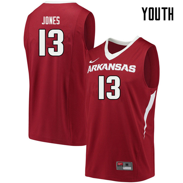 Youth #13 Mason Jones Arkansas Razorbacks College Basketball Jerseys Sale-Cardinal